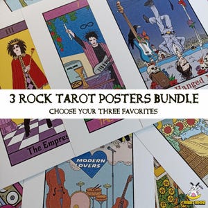 Pacote de impressões de arte do Rock Tarot - Coleção de impressões de arte do Rock Tarot - Conjunto de três impressões de arte do Rock Tarot - Ilustração da lenda do rock