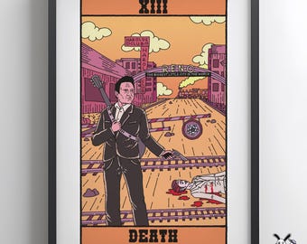 Johnny Cash 'Death' Tarot Art Print: Rock Legend Illustration