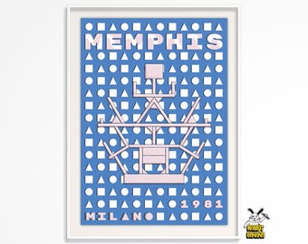 Memphis Bewegung Poster – 80er Jahre Design Kunstdruck – Ettore Sottsass inspiriert – Bunte geometrische Wandkunst