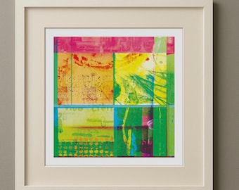 Modern Abstract Art Print – Colorful Graphic Media, 25x25 cm