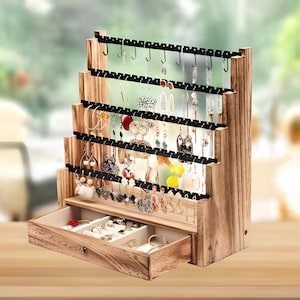 5 layer Wooden Earring Organizer | Jewelry Hanger | Ring Holder | Necklace Organizer | Jewelry Display | Bracelet Holder | Gift For Her