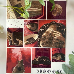 Remus Art Print | Lupin Aesthetic | Moony Red and Beige Fan Art | Marauders 8”x10” Print