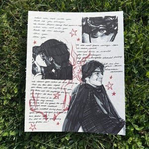 James Potter Art Print: Sketchbook Page Drawing Jegulus | Jily Marauders Fan Art (8”x10”)