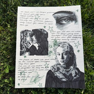 Lámina artística de Narcissa Malfoy / Dibujo de página de cuaderno de bocetos, Familia Negra de la época de los Merodeadores (8x10)
