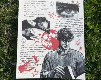 Remus Lupin Art Print | Sketchbook Page Drawing | Wolfstar Marauders Fam Art, 8x10