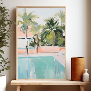 Swimming Pool Print, Palm Springs Pool, Swimming Pool Painting, SummerDecor, Giclee Print