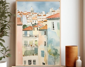 Lisbon Art Print, Portugal Wall Art, Watercolor Painting, Lisbon Travel Print, Lisbon Poster,  Giclee Print