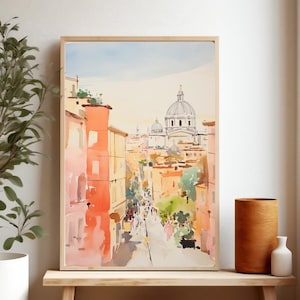 Impresión artística de Roma, Italia, pintura de acuarela de Roma, póster de viaje de Roma, impresión de viaje de Italia, regalo para amantes de los viajes, impresión giclée