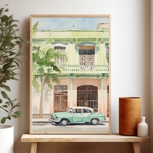 Cuba Art Print, Havana Painting, Cuba Poster, Colorful Watercolor, Havana Street Print,  Giclee Print