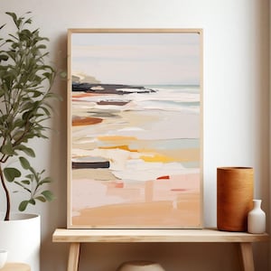 Abstract Beach Art Print, Ocean Wall Art, Watercolor Painting, Beach House Decor, Colorful Coastal print, Giclee Print