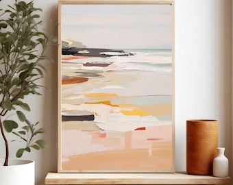 Abstrakt Strand Kunstdruck, Ozean Wand Kunst, Aquarell Malerei, Strand Haus Dekor, Giclée Druck, Bunt Küstendruck