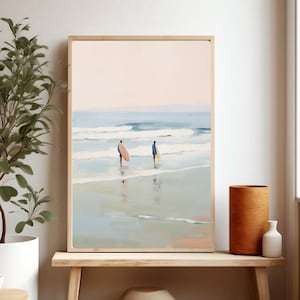 Ocean Surfers, Surf Print,  Watercolor Painting, Coastal Wall Art, Surfer Decor, Giclee Print