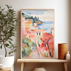 Greece Art Print, Naxos Painting, Vibrant Watercolor, Greece Travel Poster, Greek Island Print, Giclee Print
