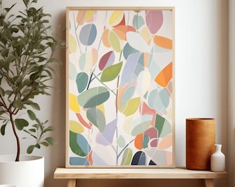 Eucalyptus Leaves Print, Colorful Watercolor, Australian Gum Leaves Painting, Botanical Wall Art, Giclee Print