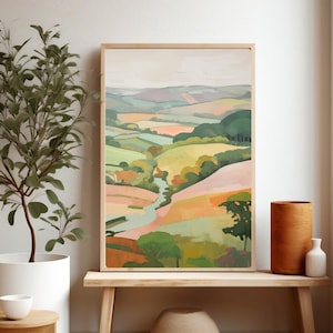 Colorful Landscape Painting, Abstract Landscape Print, Modern Abstract Print, Contemporary Wall Art, Giclee Print