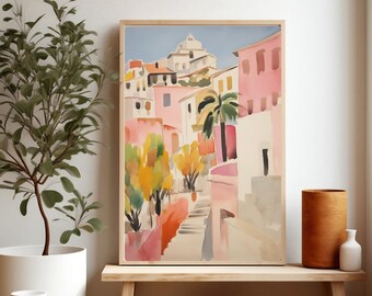 Corfu Art Print, Greek Island Painting, Corfu Old Town, Colorful Watercolor, Greece Travel Poster, Giclee Print