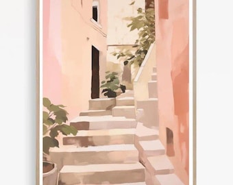 Spain Art Print, Spanish Village  Print, Colorful Houses Spain, Travel Poster, Giclee Print