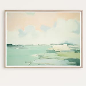 Large Abstract Seascape, Modern Coastal Print, Ocean Landscape, Watercolor Painting, Modern Wall Art, Giclee Print