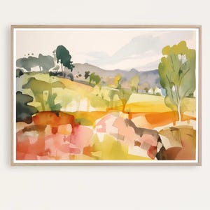 Colorful Abstract Landscape Painting, Large Landscape Art Print, Modern Wall Art, Contemporary Art, Giclee Print