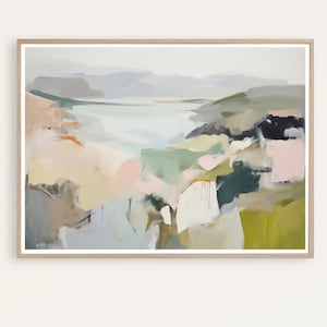 Abstract Coastal Print, Large Coastal Landscape, Abstract Wall Art, Watercolor Painting, neutral Landscape, Modern Wall Art, Giclee Print