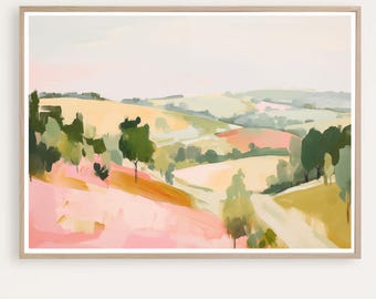Pink Abstract Landscape, Landscape Painting, Large Landscape Art Print, Modern landscape, Contemporary Art, Giclee Print