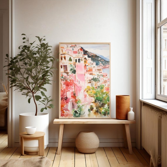 Cinque Terre Art Print, Italian Coast, Vibrant Watercolor Painting, Italy Travel Print, Cinque Terre Poster,  Giclee Print