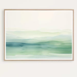 Abstract Ocean Print, Watercolor Seascape, Minimalist Coastal Painting, Aqua Ocean print, Beach House Decor, Fine art Giclee Print