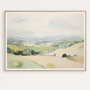Abstract Landscape Print, Spring Landscape Painting, Green Wall Art, Soft Tones Landscape, Contemporary Art, Giclee Print