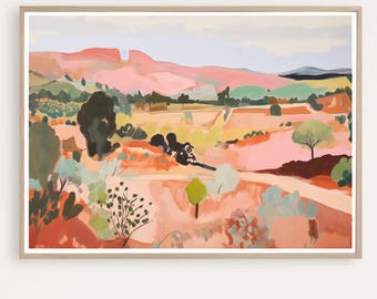 Pintura de paisaje abstracto, impresión artística del suroeste, paisaje desértico colorido, impresión giclée