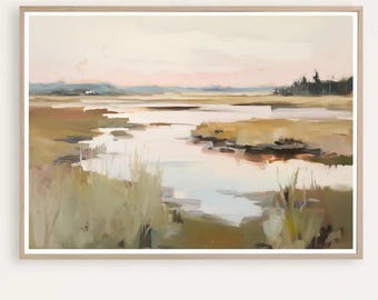 Sumpflandschaft, Küstenlandschaft, abstrakte Sumpfgebiete, Kunstdruck