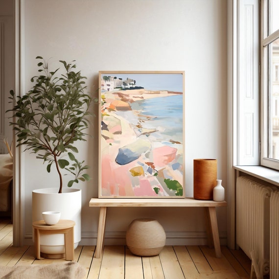 Coastal Art Print, Abstract Coast Painting, Mediterranean Print, Colorful Watercolor, Beach House decor, Giclee Print