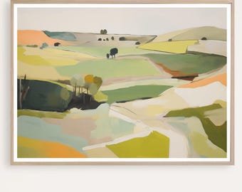 Green Abstract Landscape Print, Large Landscape Painting, Modern Wall Art, Contemporary Art, Giclee Print