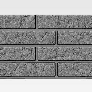 Puede incluir: Primer plano de una pared de ladrillo gris con una superficie rugosa y texturizada. Los ladrillos están dispuestos en un patrón escalonado, creando un diseño visualmente interesante.