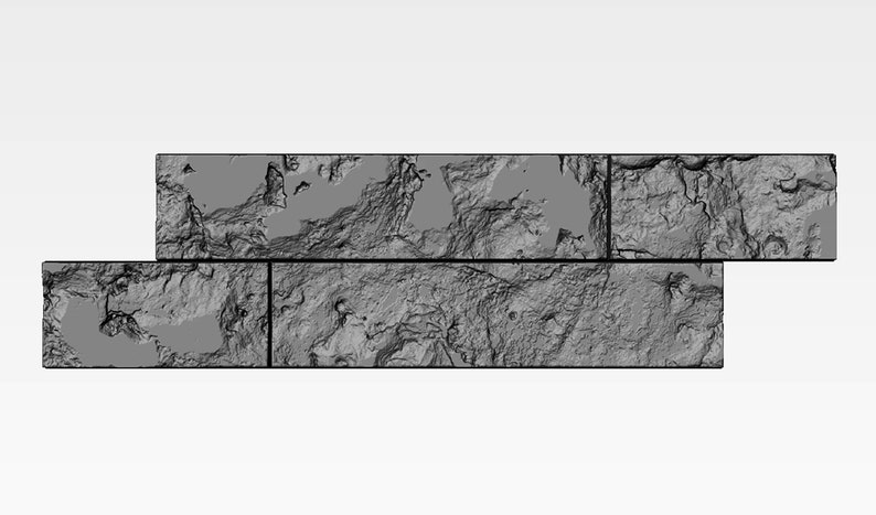 May include: Four gray stone tiles with a rough, textured surface. The tiles are arranged in two rows, with two tiles in each row. The tiles are stacked on top of each other, with the top row slightly offset from the bottom row.
