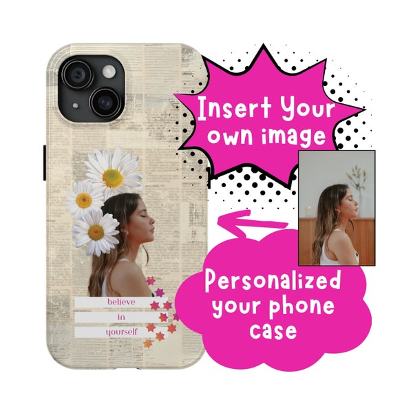 Personalized iPhone Case, Custom Newspaper Photo Collage, Picture Phone Cover, Unique Artisanal Tech Style, Trendy Aesthetic Gadget Design