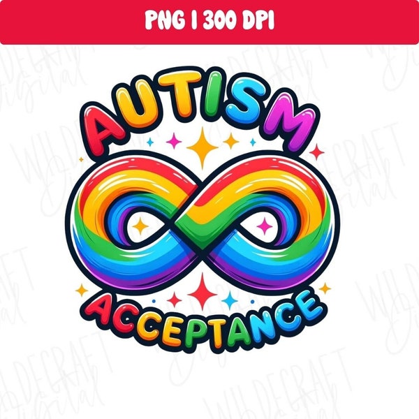 Autism Acceptance Infinity Loop Neurodiversity Clipart Transparent PNG for Mug Instant Download for Tee Hoodie Disabled Support Crafting