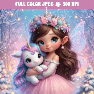 Image de la licorne en sublimation de fées et de licorne PNG pour une invitation à une fête Clip Art de licorne de fée artisanat PNG de licorne Scrapbooking fée pastel