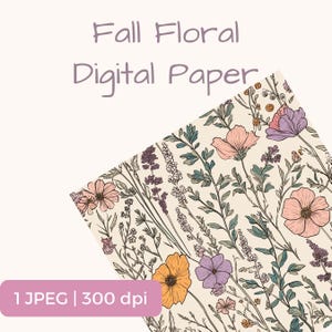 Cottagecore Digitalt Papperspaket: Höstblommönster (1 INTE Sömlös JPEG)