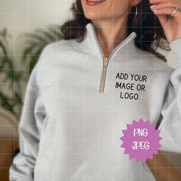 Sweatshirt Mockup Quarter Zipper Lulu Dupe Add Your Logo or Graphic Pullover Shirt Quarter Zip Mockup Sweatshirt for Product Display