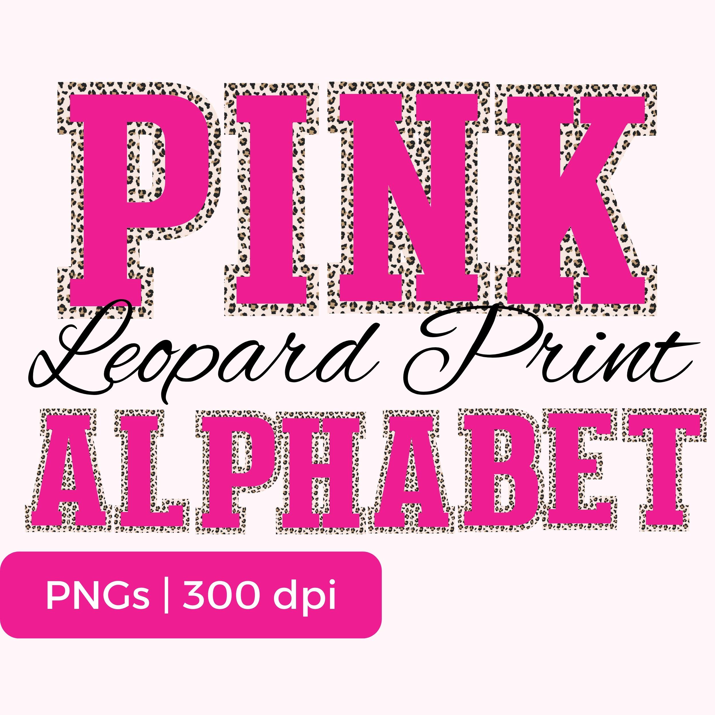 Pink Leopard Print Varsity Alphabet PNG Set (Digital Download)