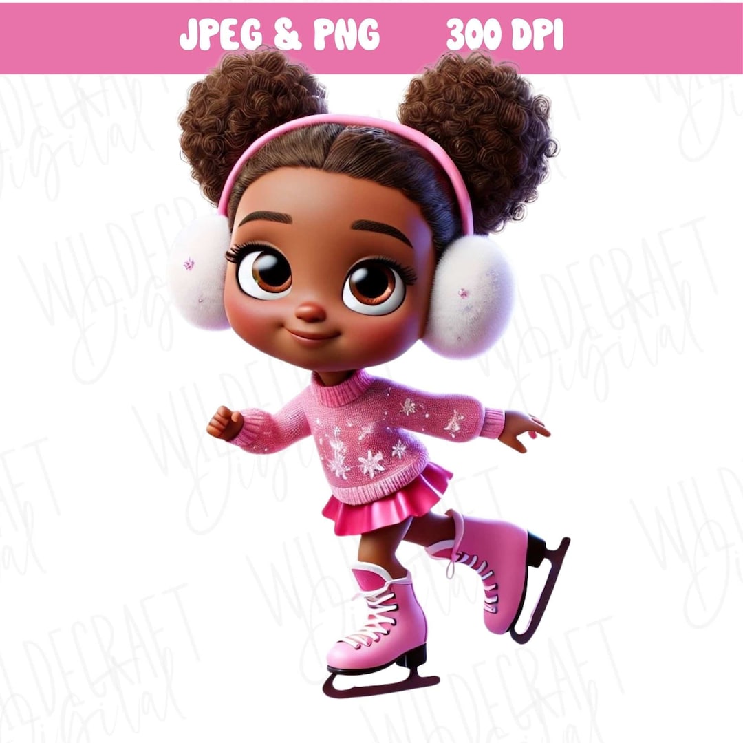 Pink Girl Ice Skating Clipart: PNG Printable Image (digital Download ...