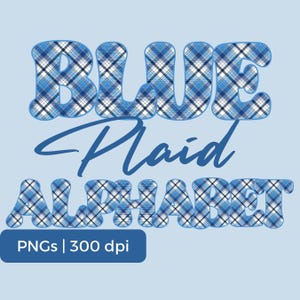 Conjunto de letras y números a cuadros azules, letras mayúsculas redondeadas, PNG de alfabeto de moda, números y símbolos, uso para bricolaje e impresión a pedido permitido