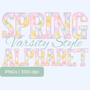 Letra PNG do alfabeto universitário de flores pastel de primavera, clipart floral, letra numérica e pontuação PNGs, floral alfa para faça você mesmo, uso de POD permitido