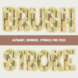 Brush Stroke Pattern PNG Letter Set, Clipart Alphabet Number and Punctuation PNGs, 2025 Colors of the Year, Alpha for DIY or POD Use Allowed