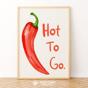 Hot Pepper Wall Art Printable | Funny Spicy Kitchen Decor with Red Chili Illustration | Bold Digital Download Food Pun Poster