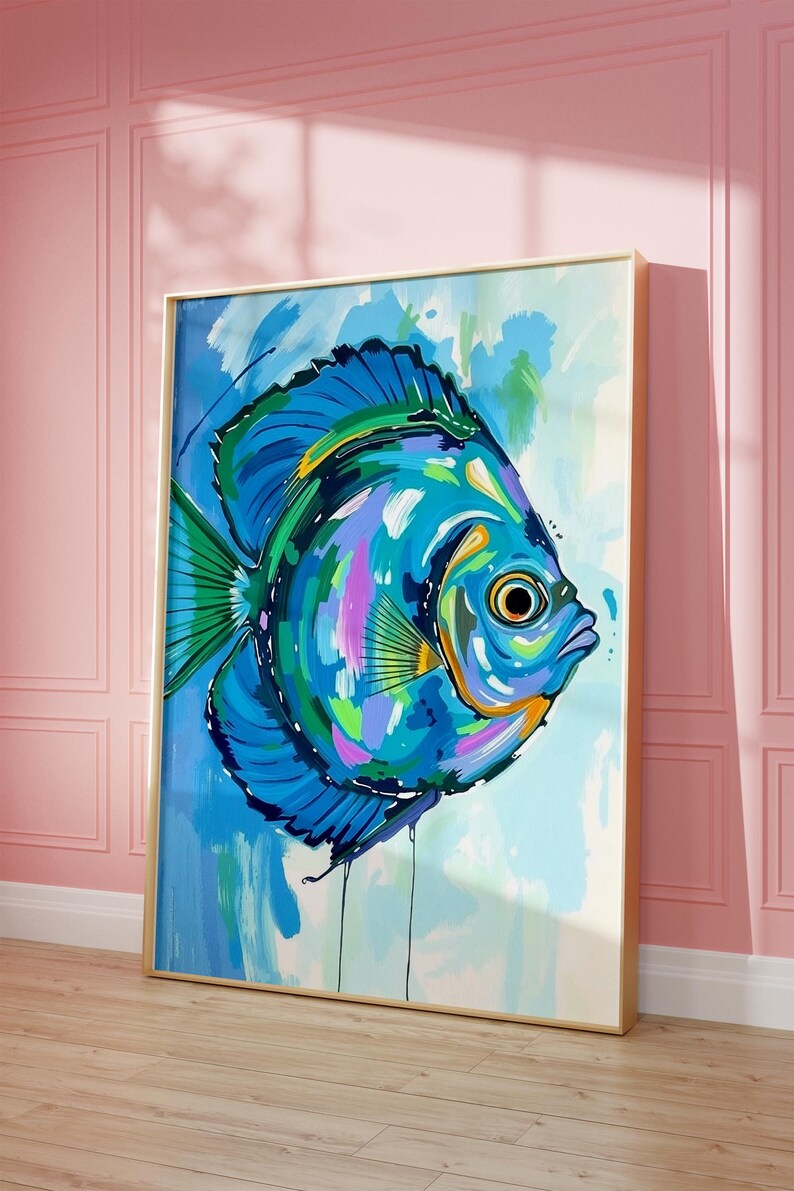 Discus Fish Print, Abstract Ocean Art for Coastal Decor (digital ...