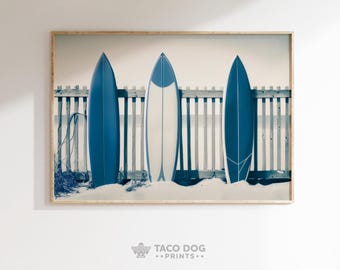 Vintage Surfboard Photography Print, Coastal Beach House Art (Digital Download)