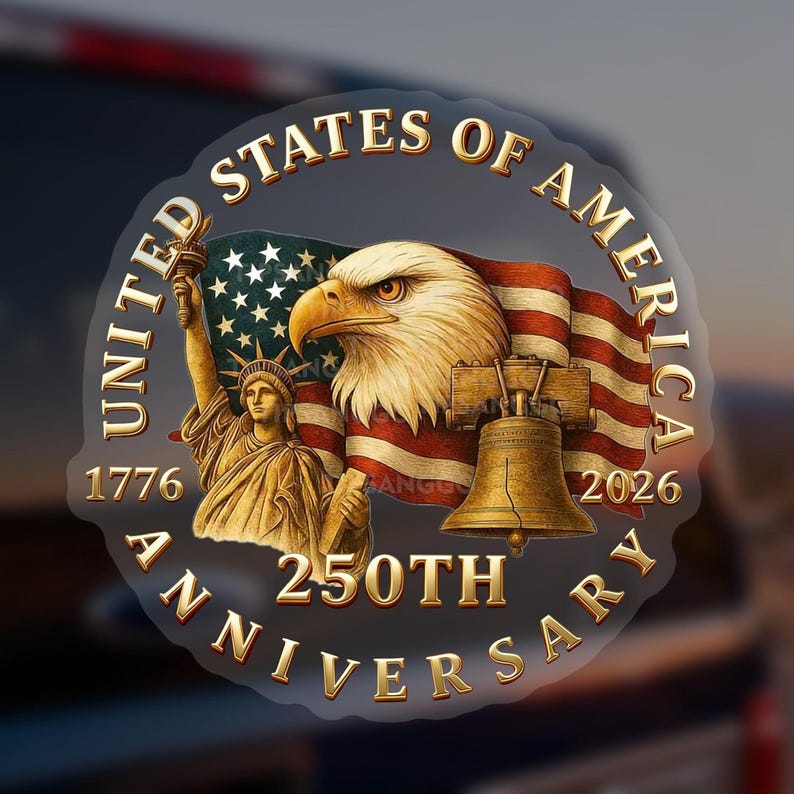 America 250th Anniversary Car Window Decal Sticker - Patriot Eagle With ...