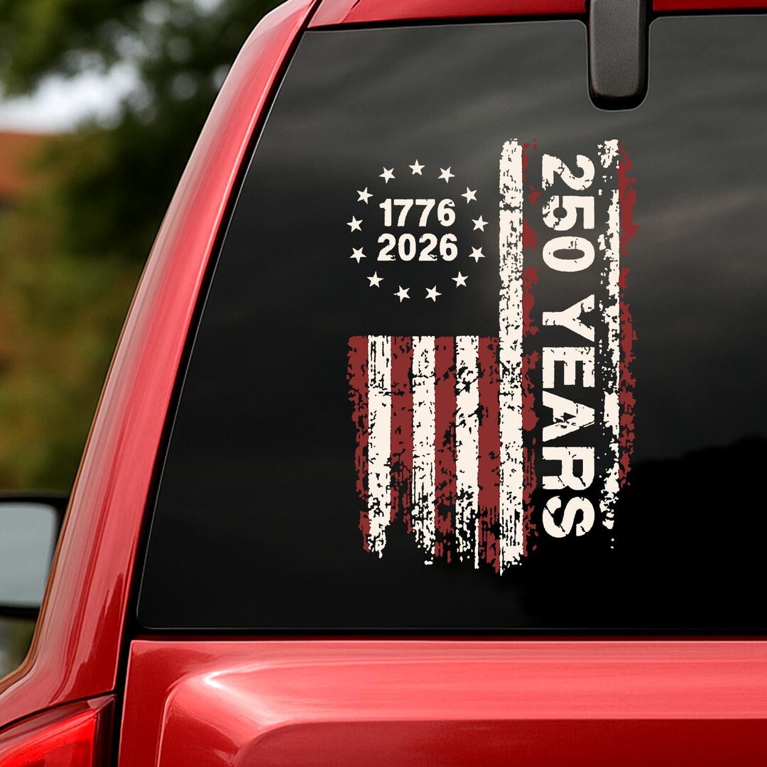 Patriotic 250th Anniversary 1776–2026 Car Window Decal, Eagle Vinyl ...