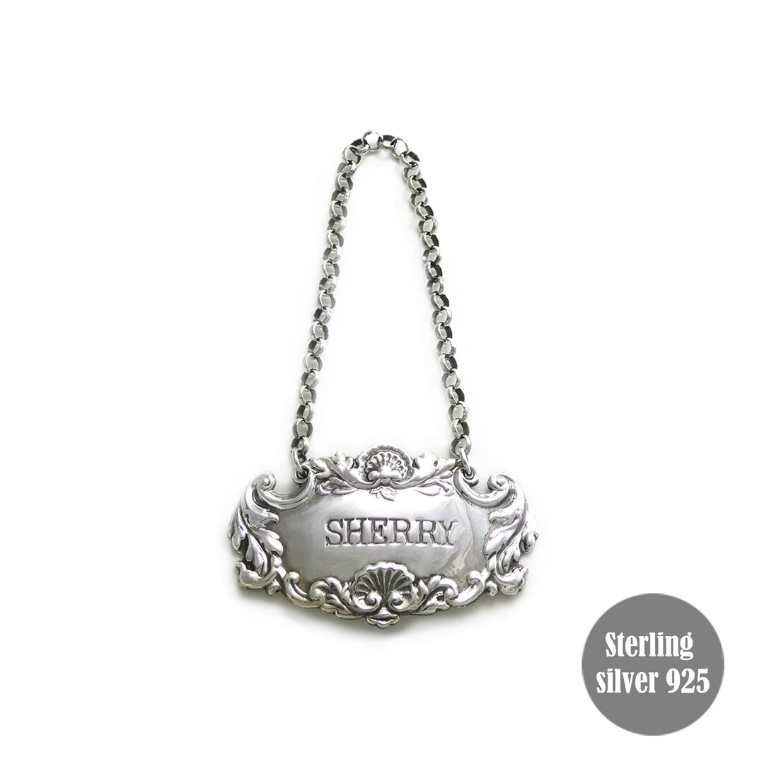 Sherry Sterling Silver Hallmarked Decanter Label (Brandy Shown For
